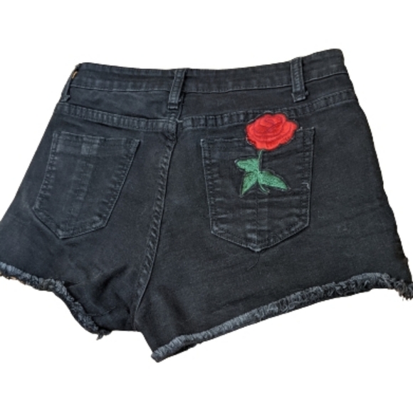 Moschino Pants - Moschino Couture Embroidered Black Cutoffs Medium